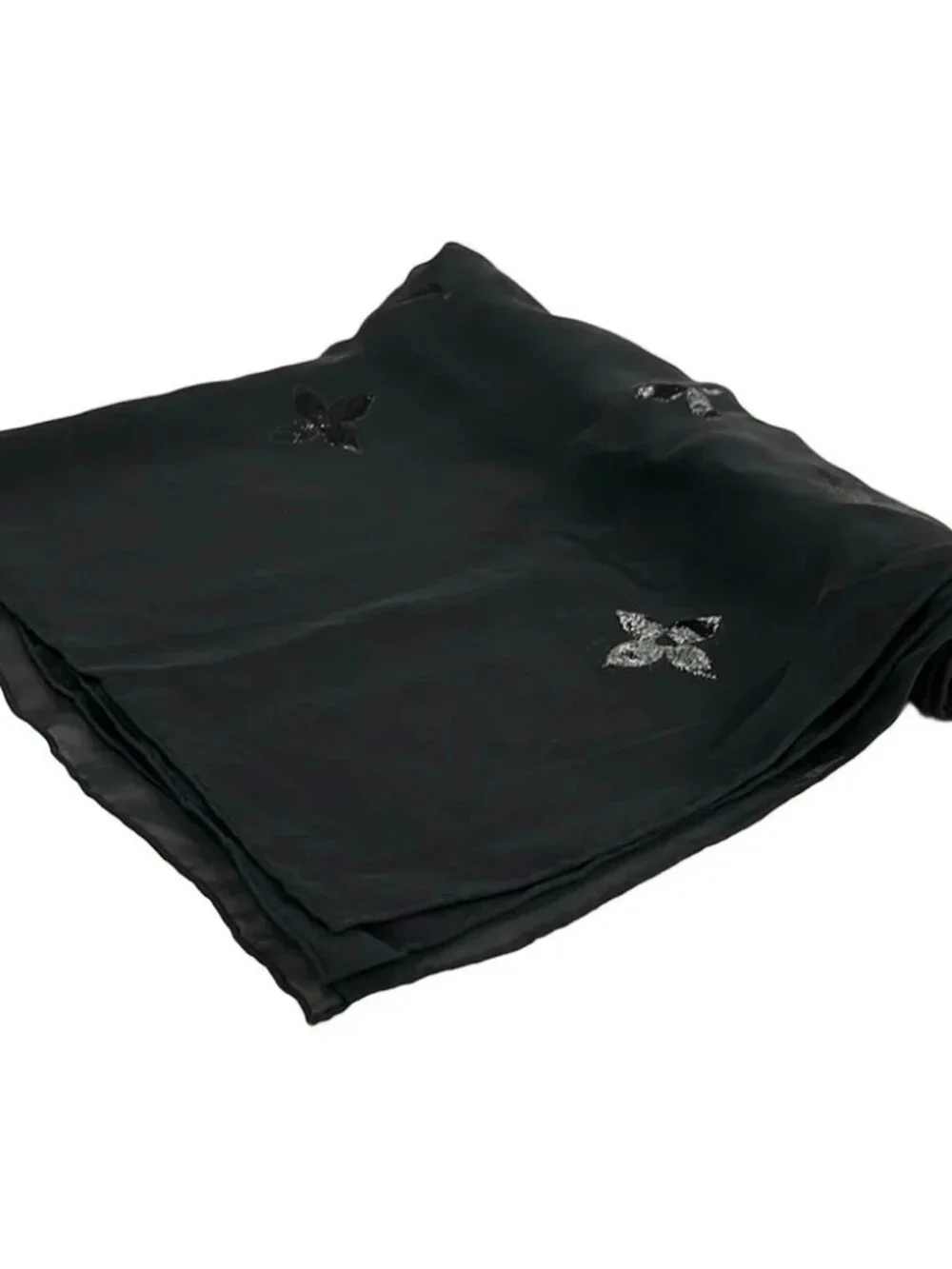 LOUIS VUITTON Black 401910 Scarf Silk Nylon